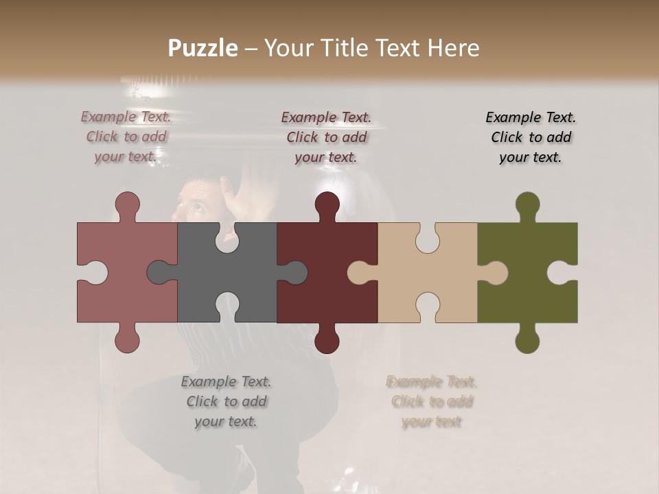 A Man In A Glass Jar With His Hand On His Head PowerPoint Template