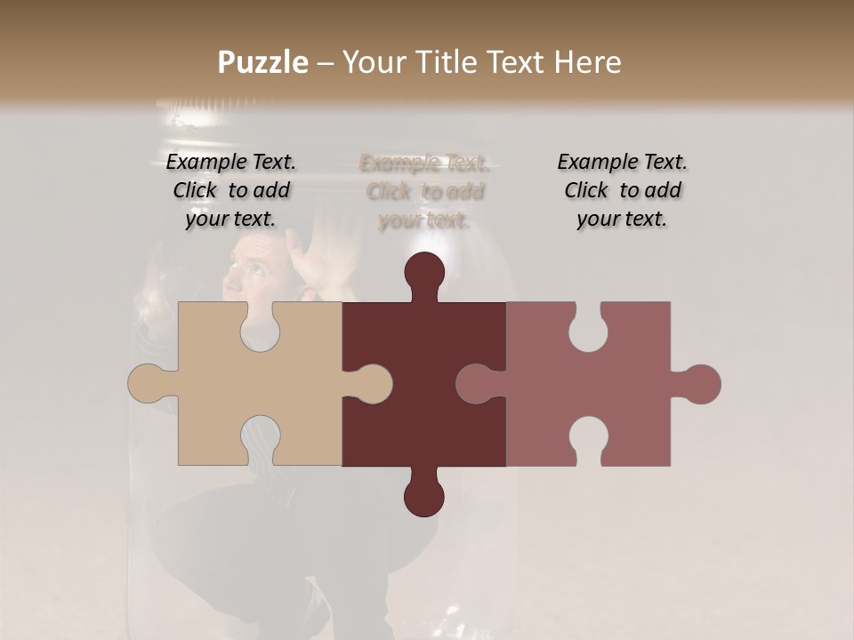 A Man In A Glass Jar With His Hand On His Head PowerPoint Template