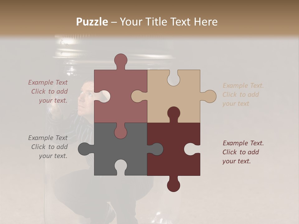 A Man In A Glass Jar With His Hand On His Head PowerPoint Template