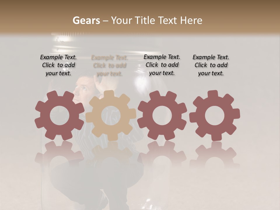 A Man In A Glass Jar With His Hand On His Head PowerPoint Template