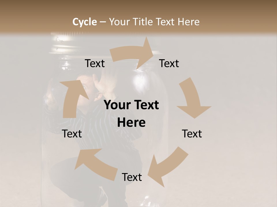 A Man In A Glass Jar With His Hand On His Head PowerPoint Template