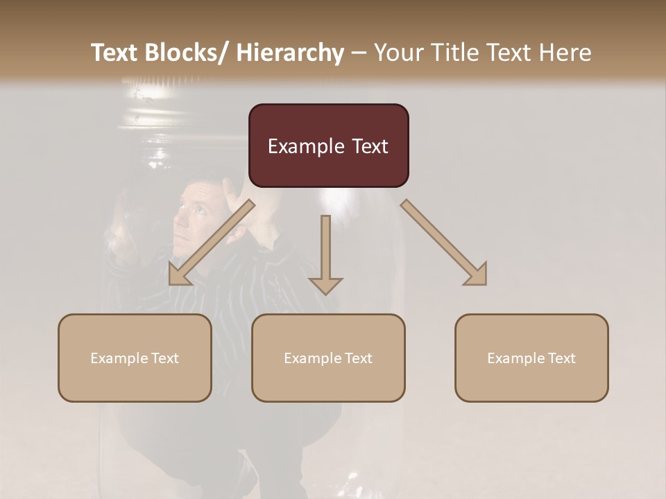 A Man In A Glass Jar With His Hand On His Head PowerPoint Template