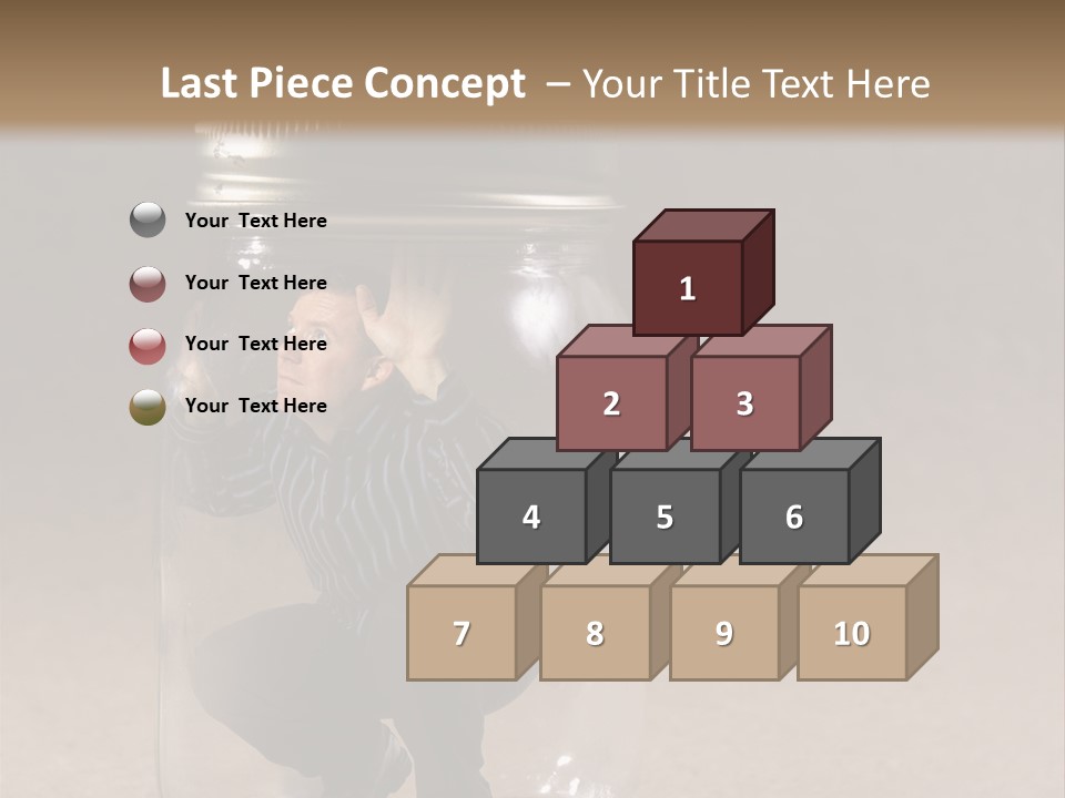 A Man In A Glass Jar With His Hand On His Head PowerPoint Template