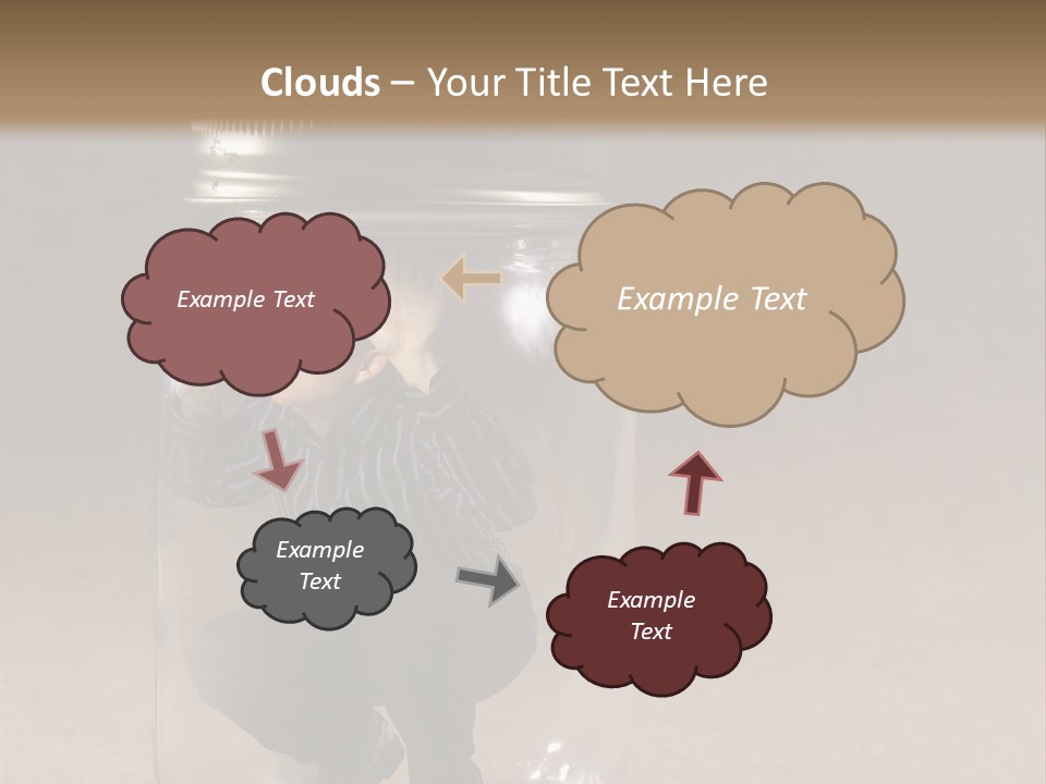 A Man In A Glass Jar With His Hand On His Head PowerPoint Template