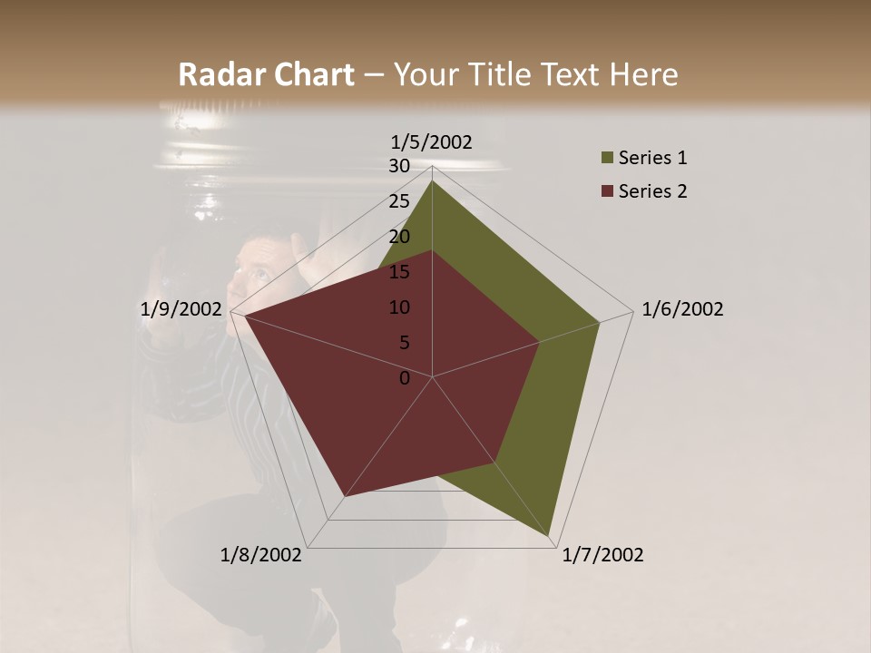 A Man In A Glass Jar With His Hand On His Head PowerPoint Template