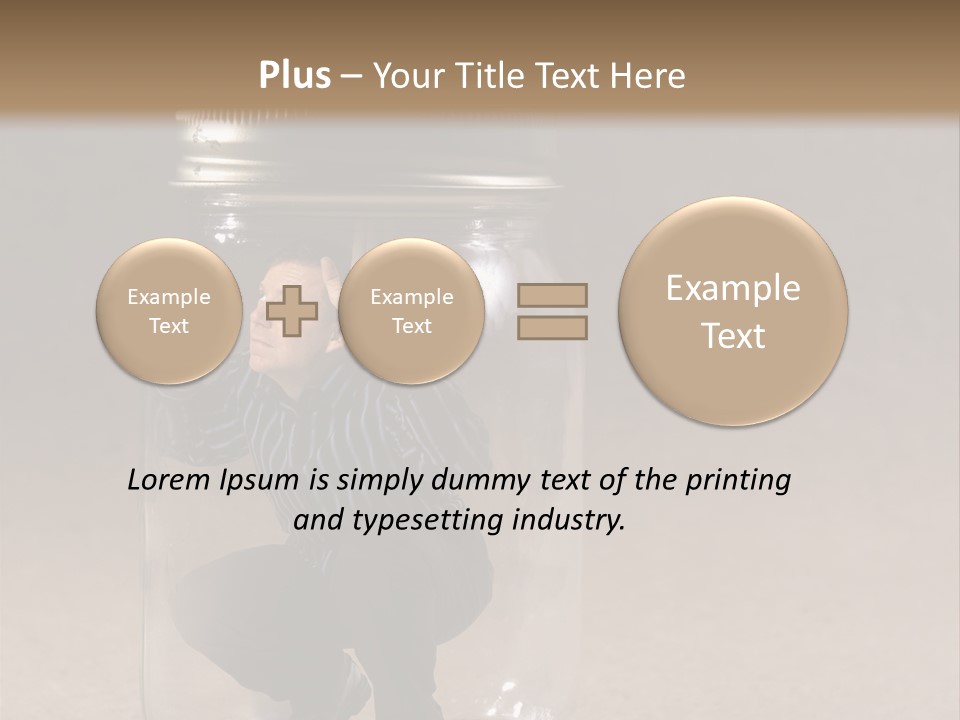 A Man In A Glass Jar With His Hand On His Head PowerPoint Template
