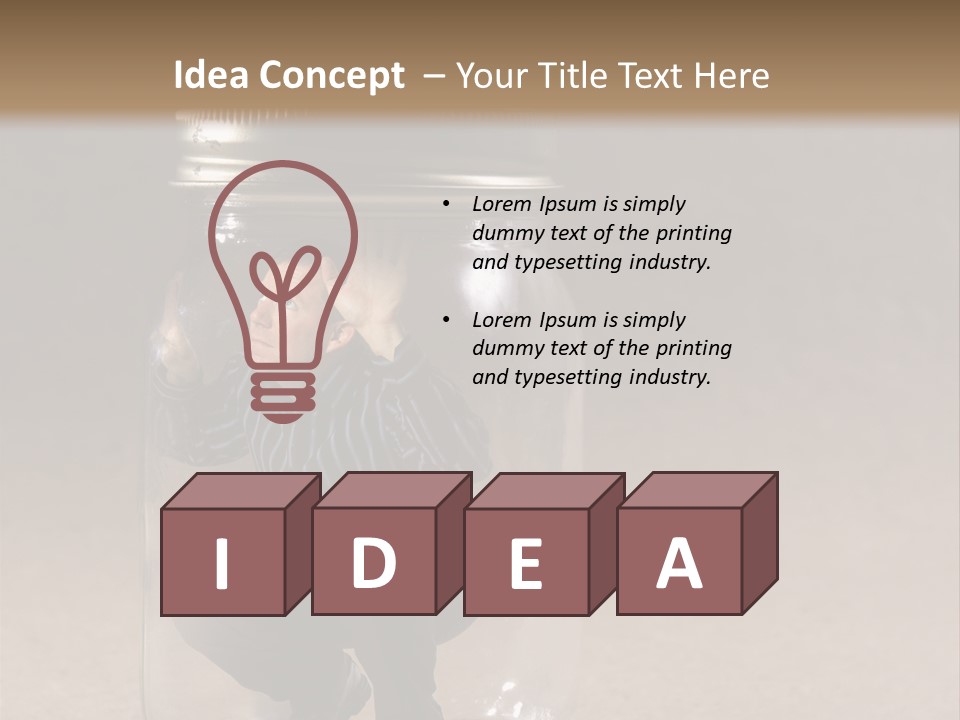 A Man In A Glass Jar With His Hand On His Head PowerPoint Template