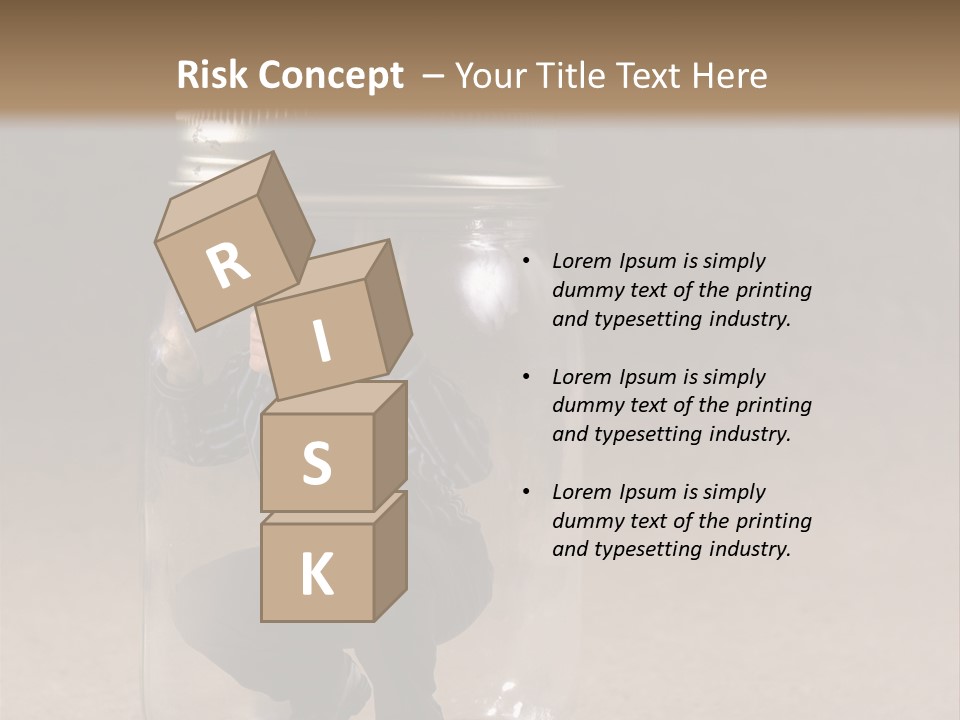 A Man In A Glass Jar With His Hand On His Head PowerPoint Template