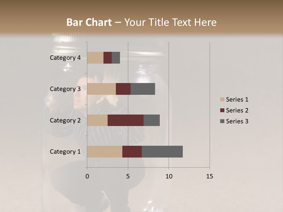 A Man In A Glass Jar With His Hand On His Head PowerPoint Template