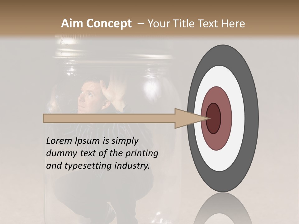 A Man In A Glass Jar With His Hand On His Head PowerPoint Template