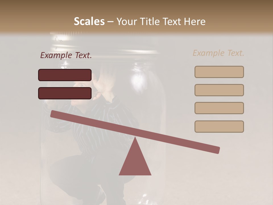 A Man In A Glass Jar With His Hand On His Head PowerPoint Template