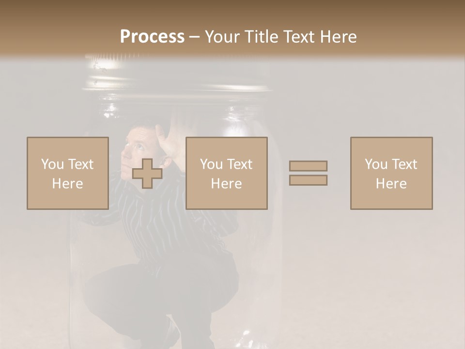 A Man In A Glass Jar With His Hand On His Head PowerPoint Template