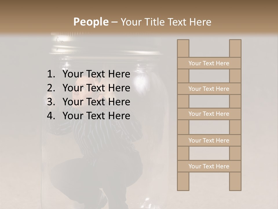 A Man In A Glass Jar With His Hand On His Head PowerPoint Template