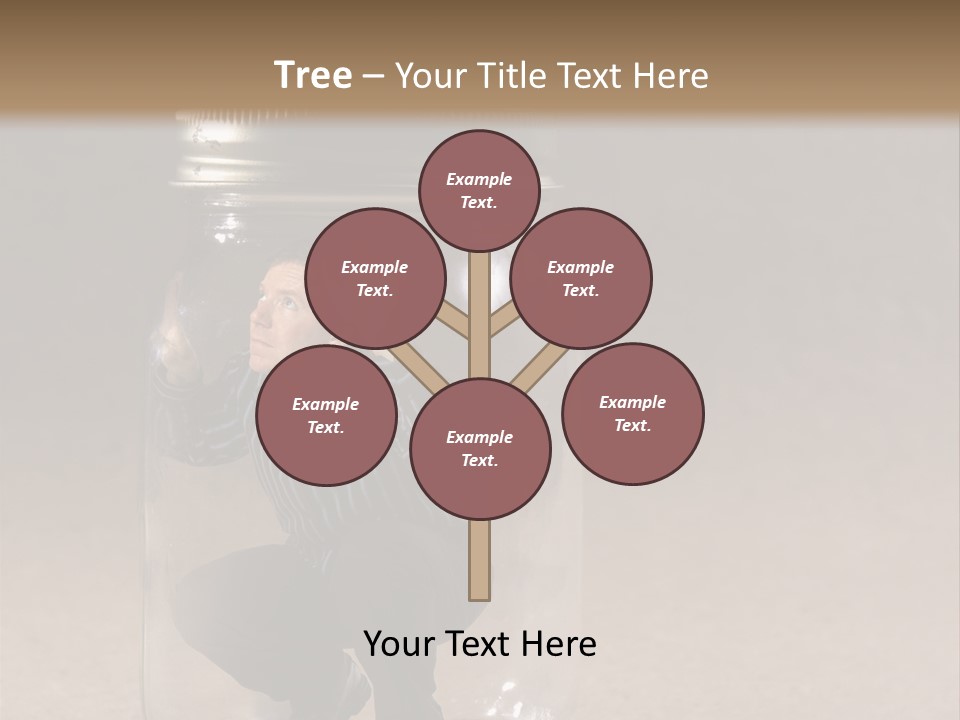 A Man In A Glass Jar With His Hand On His Head PowerPoint Template