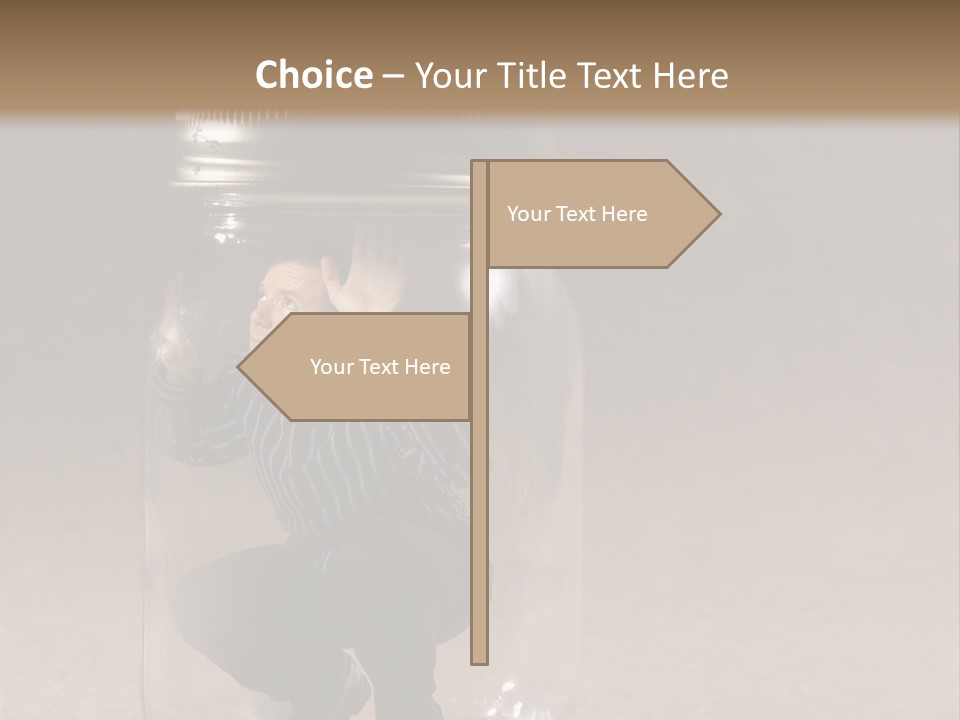 A Man In A Glass Jar With His Hand On His Head PowerPoint Template