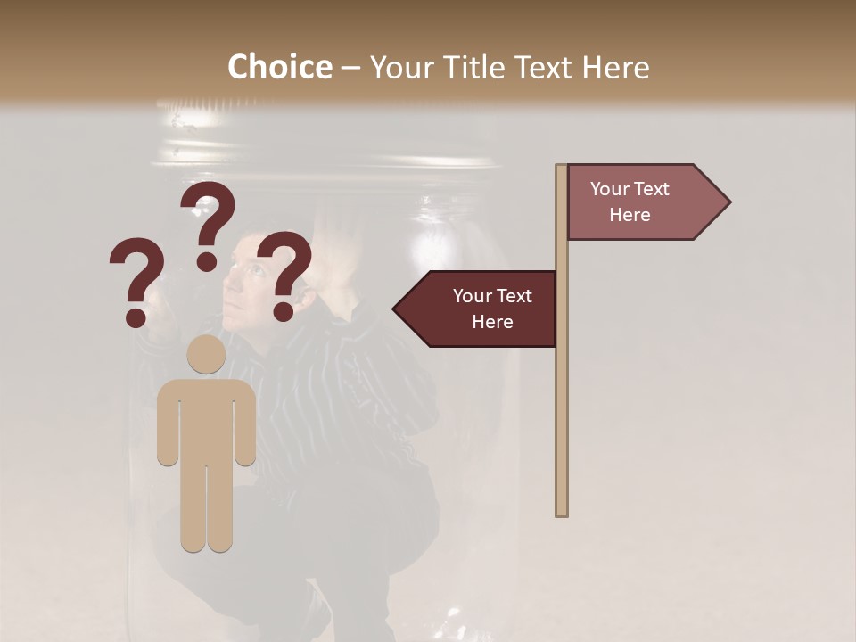 A Man In A Glass Jar With His Hand On His Head PowerPoint Template