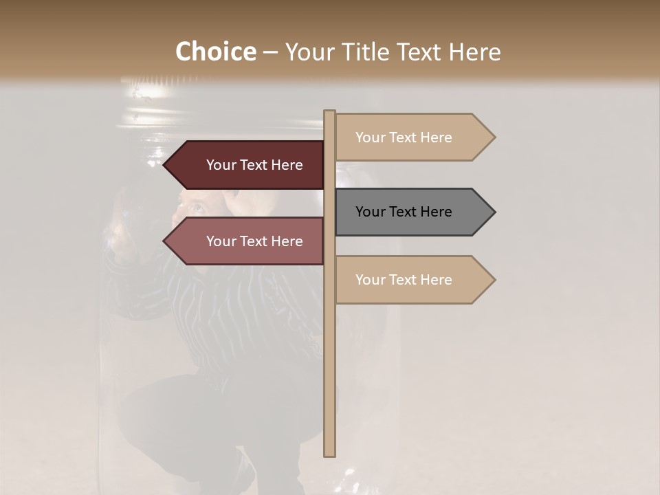 A Man In A Glass Jar With His Hand On His Head PowerPoint Template