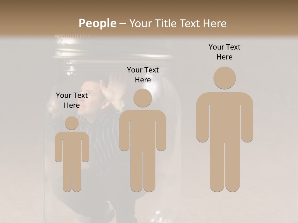 A Man In A Glass Jar With His Hand On His Head PowerPoint Template