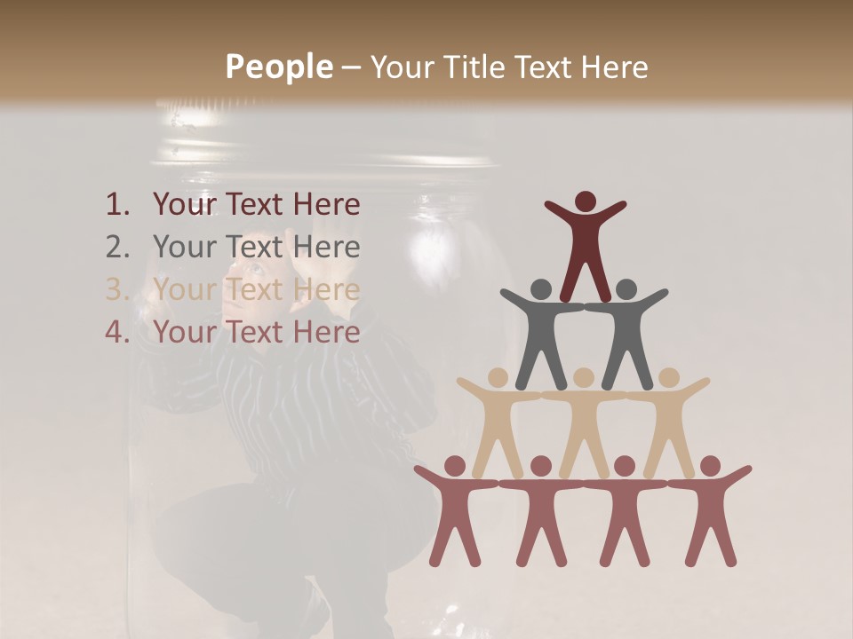 A Man In A Glass Jar With His Hand On His Head PowerPoint Template