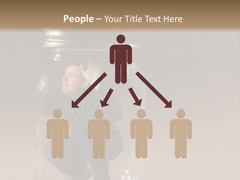 A Man In A Glass Jar With His Hand On His Head PowerPoint Template