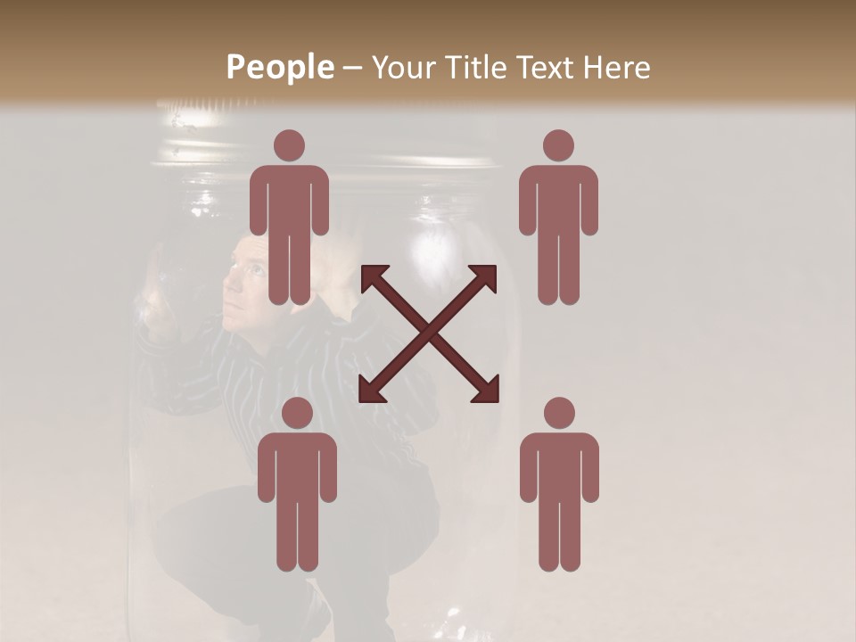 A Man In A Glass Jar With His Hand On His Head PowerPoint Template