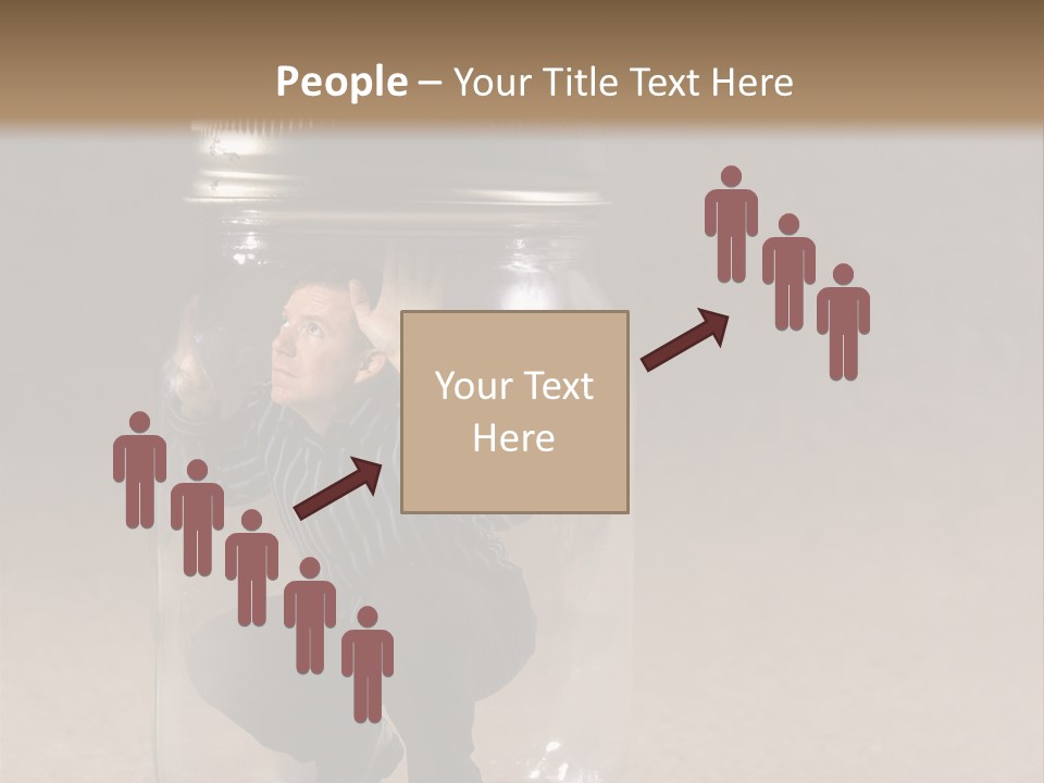 A Man In A Glass Jar With His Hand On His Head PowerPoint Template
