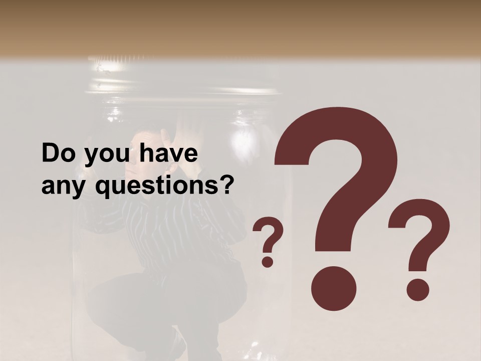 A Man In A Glass Jar With His Hand On His Head PowerPoint Template