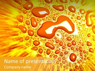 A Yellow Background With Drops Of Water On It PowerPoint Template