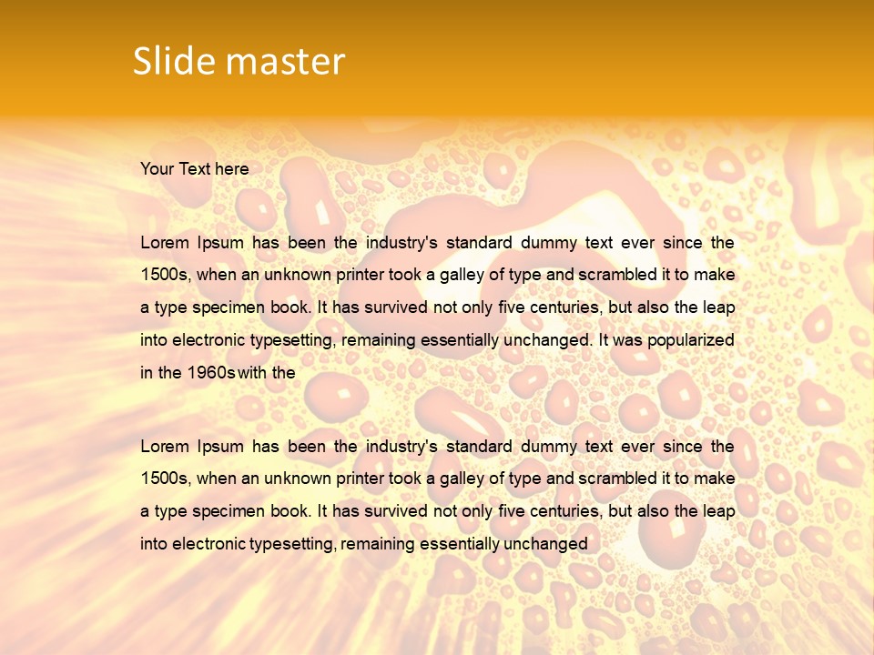 A Yellow Background With Drops Of Water On It PowerPoint Template