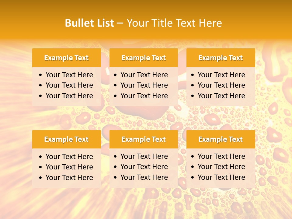 A Yellow Background With Drops Of Water On It PowerPoint Template