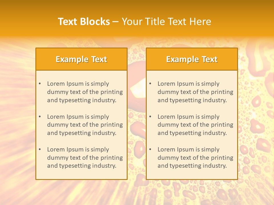 A Yellow Background With Drops Of Water On It PowerPoint Template