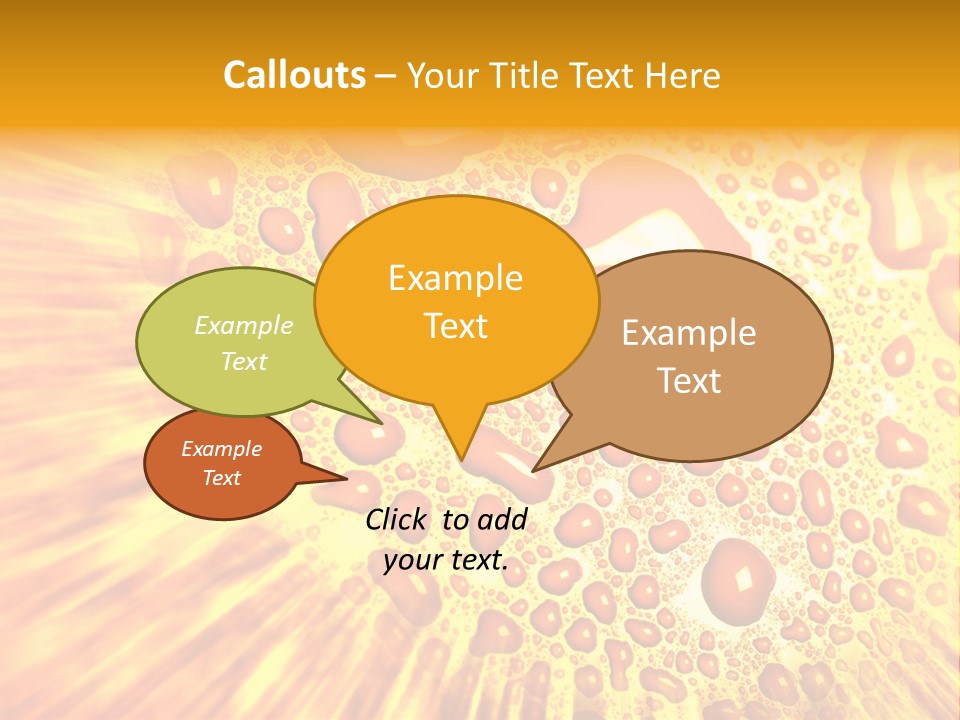 A Yellow Background With Drops Of Water On It PowerPoint Template