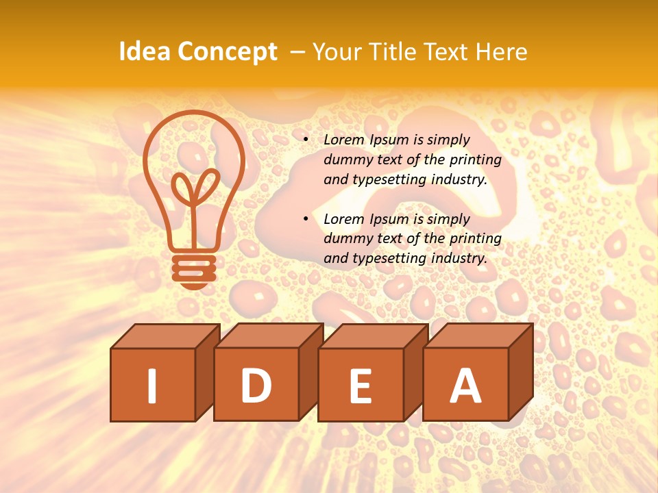 A Yellow Background With Drops Of Water On It PowerPoint Template