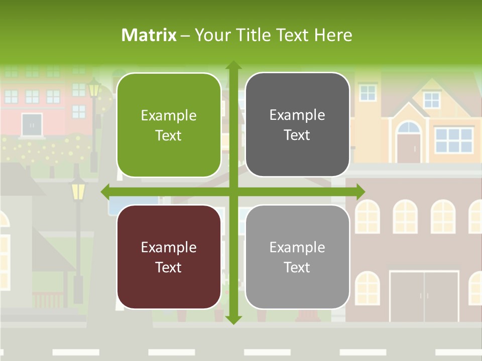 A City With Houses And A Street Light PowerPoint Template