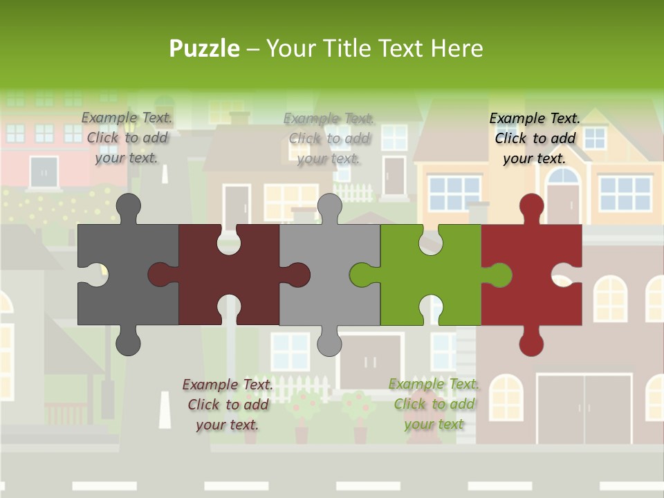 A City With Houses And A Street Light PowerPoint Template