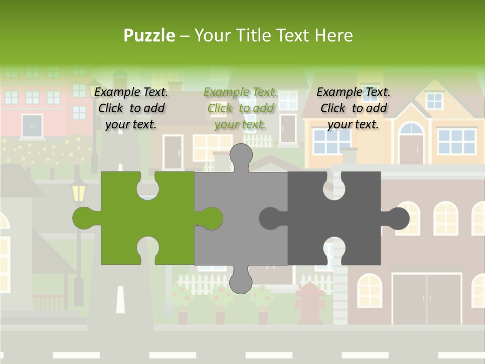 A City With Houses And A Street Light PowerPoint Template