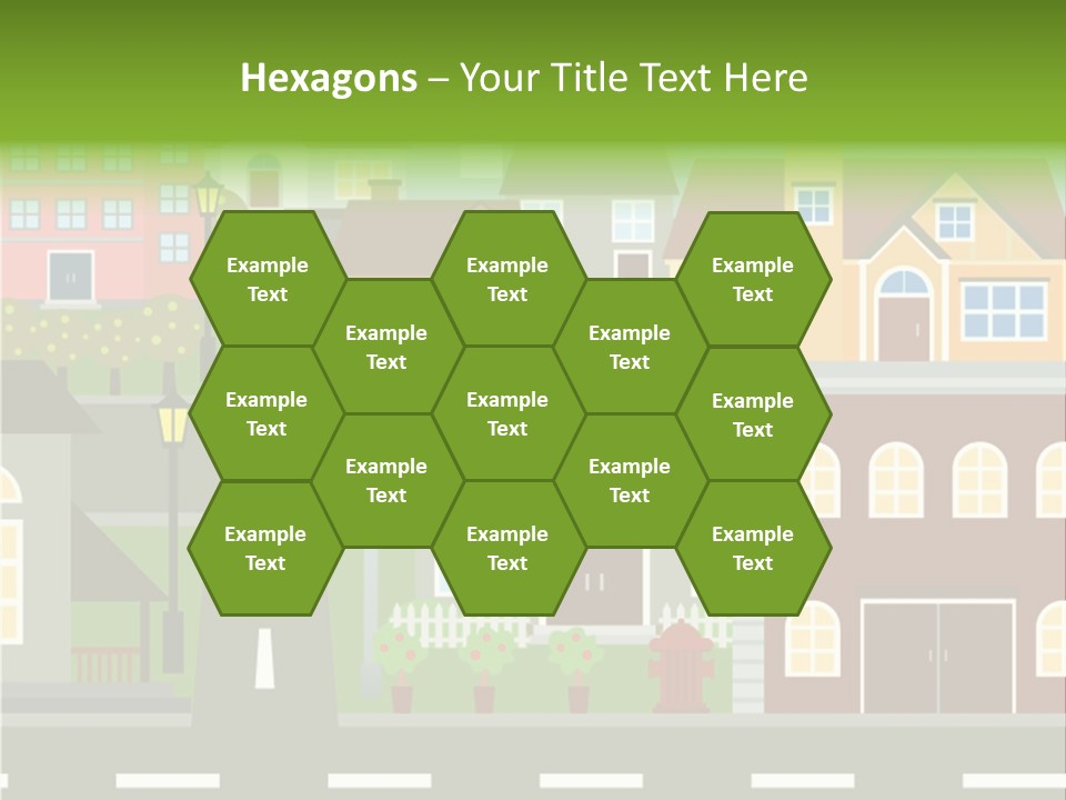 A City With Houses And A Street Light PowerPoint Template