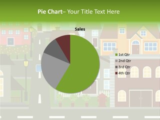 A City With Houses And A Street Light PowerPoint Template