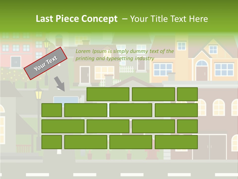 A City With Houses And A Street Light PowerPoint Template