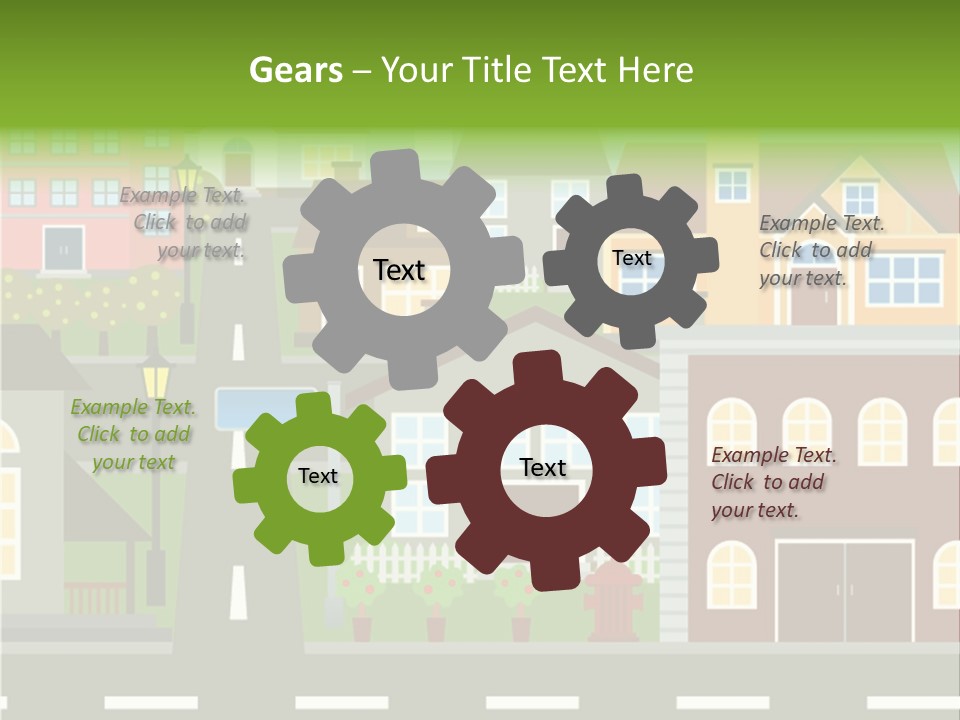 A City With Houses And A Street Light PowerPoint Template