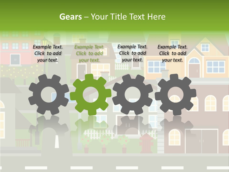 A City With Houses And A Street Light PowerPoint Template
