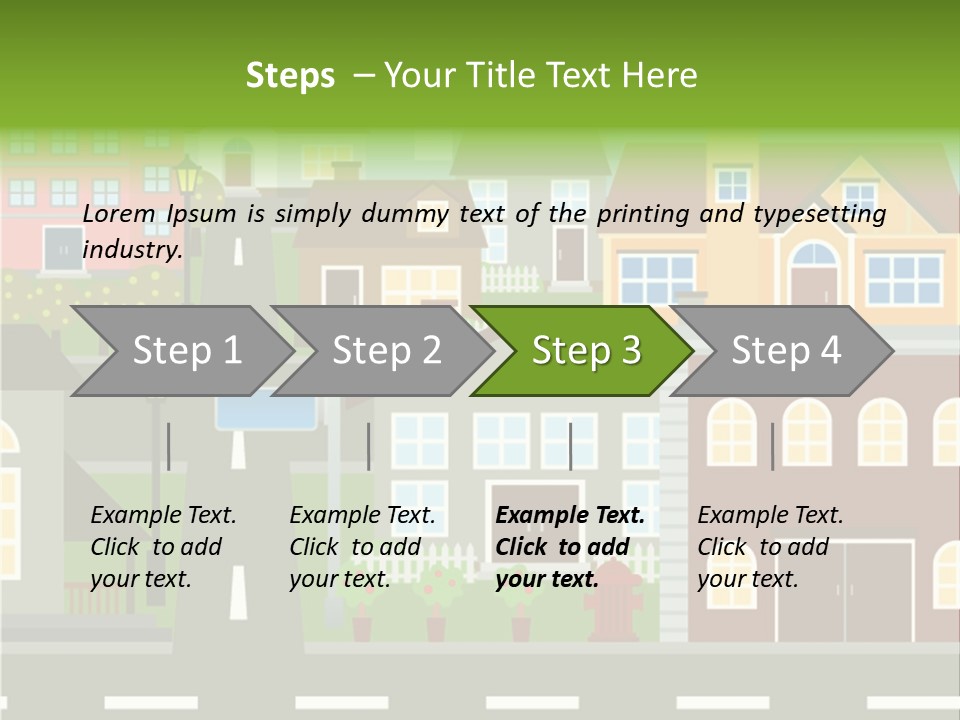 A City With Houses And A Street Light PowerPoint Template