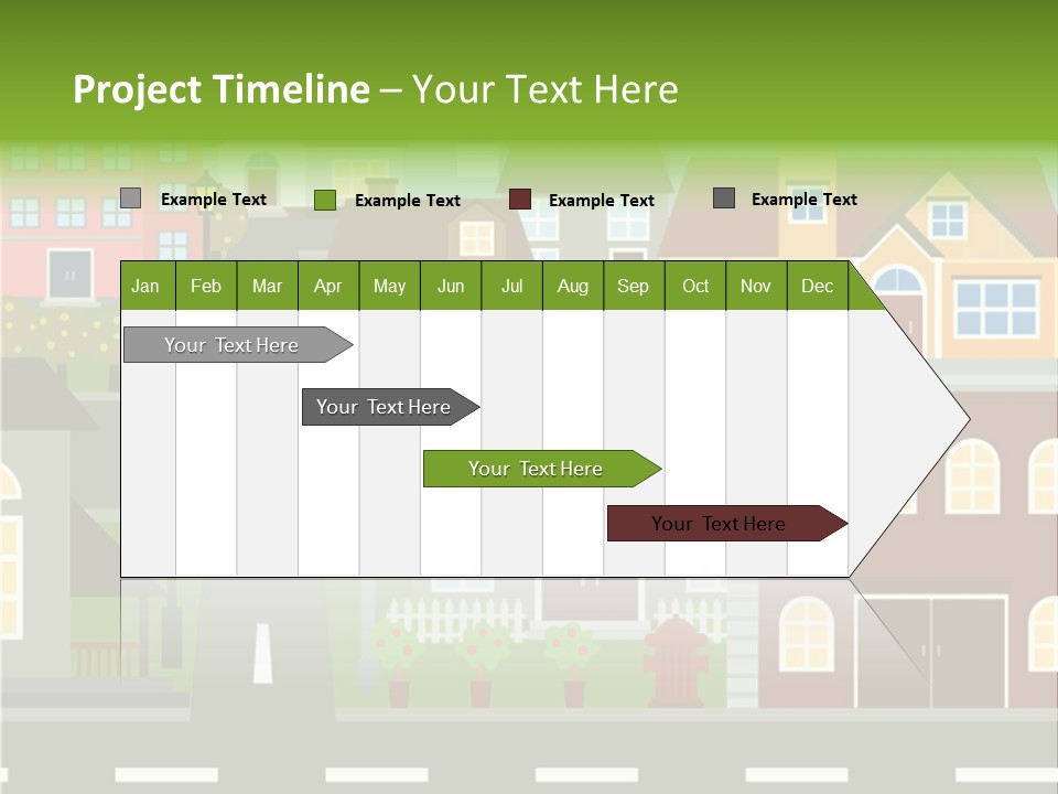 A City With Houses And A Street Light PowerPoint Template