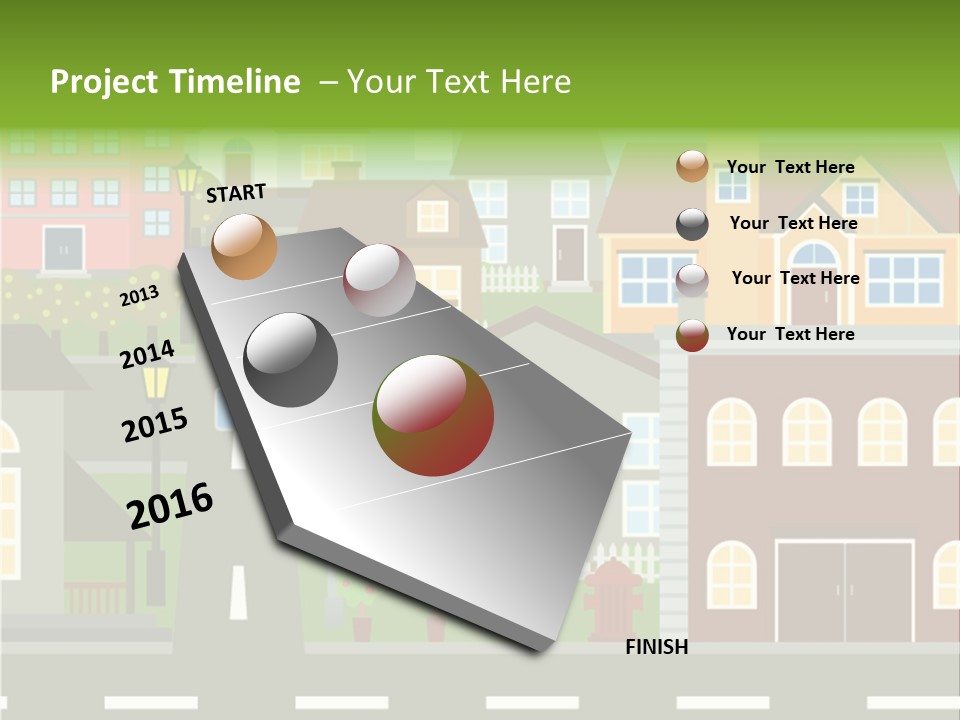 A City With Houses And A Street Light PowerPoint Template
