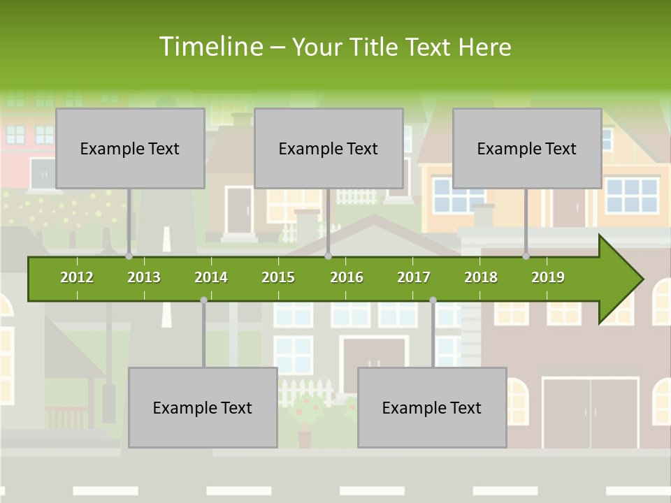A City With Houses And A Street Light PowerPoint Template