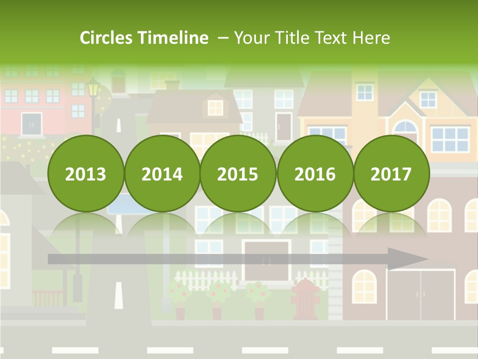 A City With Houses And A Street Light PowerPoint Template