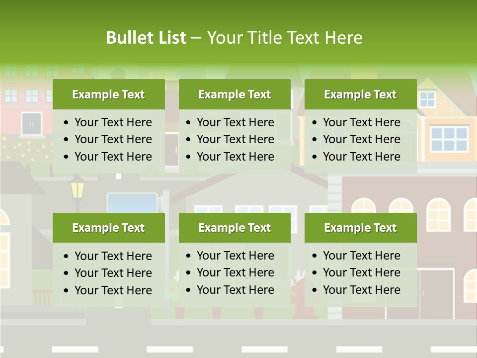A City With Houses And A Street Light PowerPoint Template