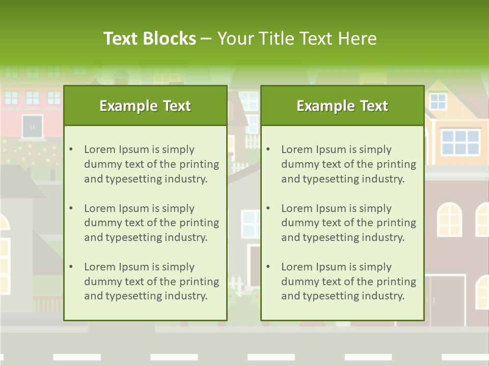A City With Houses And A Street Light PowerPoint Template