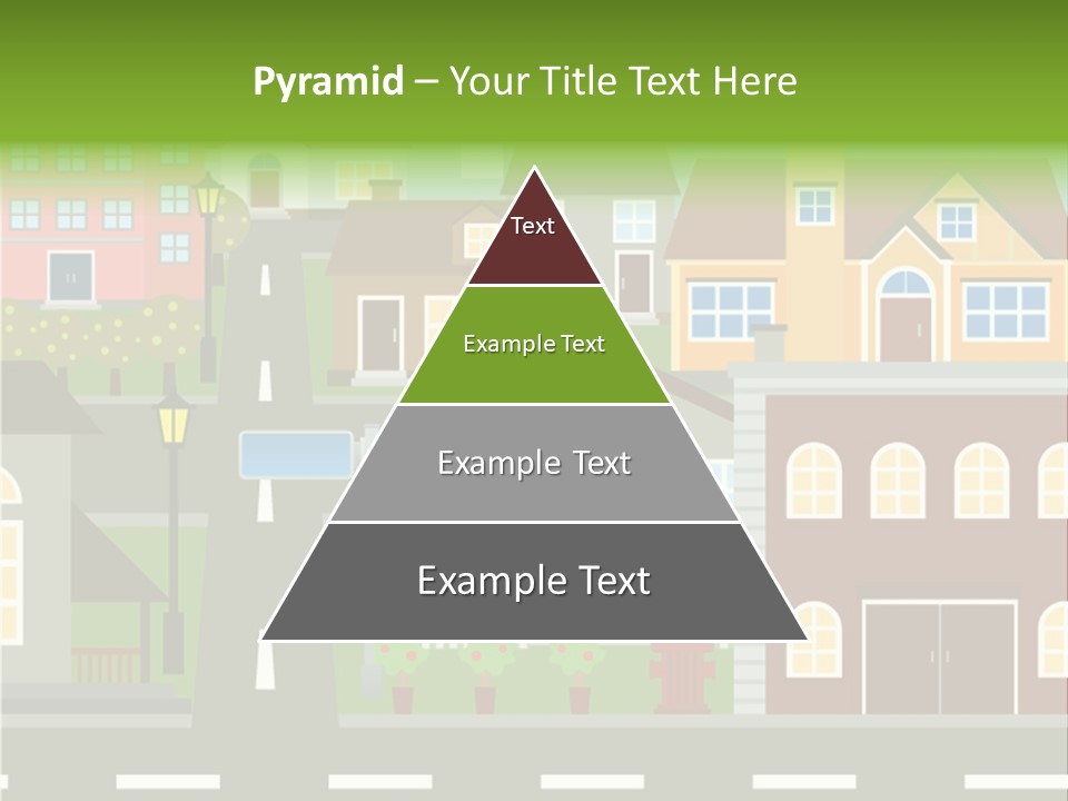 A City With Houses And A Street Light PowerPoint Template