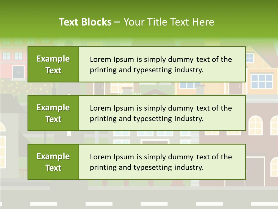 A City With Houses And A Street Light PowerPoint Template